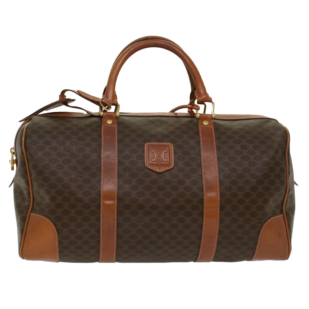 CELINE Macadam Canvas Boston Bag PVC Leather Brown  48230