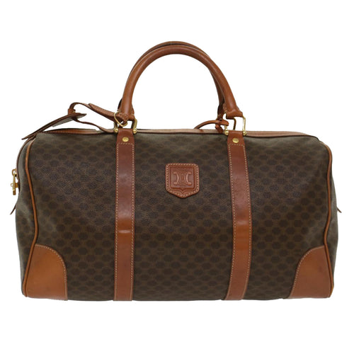 CELINE Macadam Canvas Boston Bag PVC Leather Brown  48230