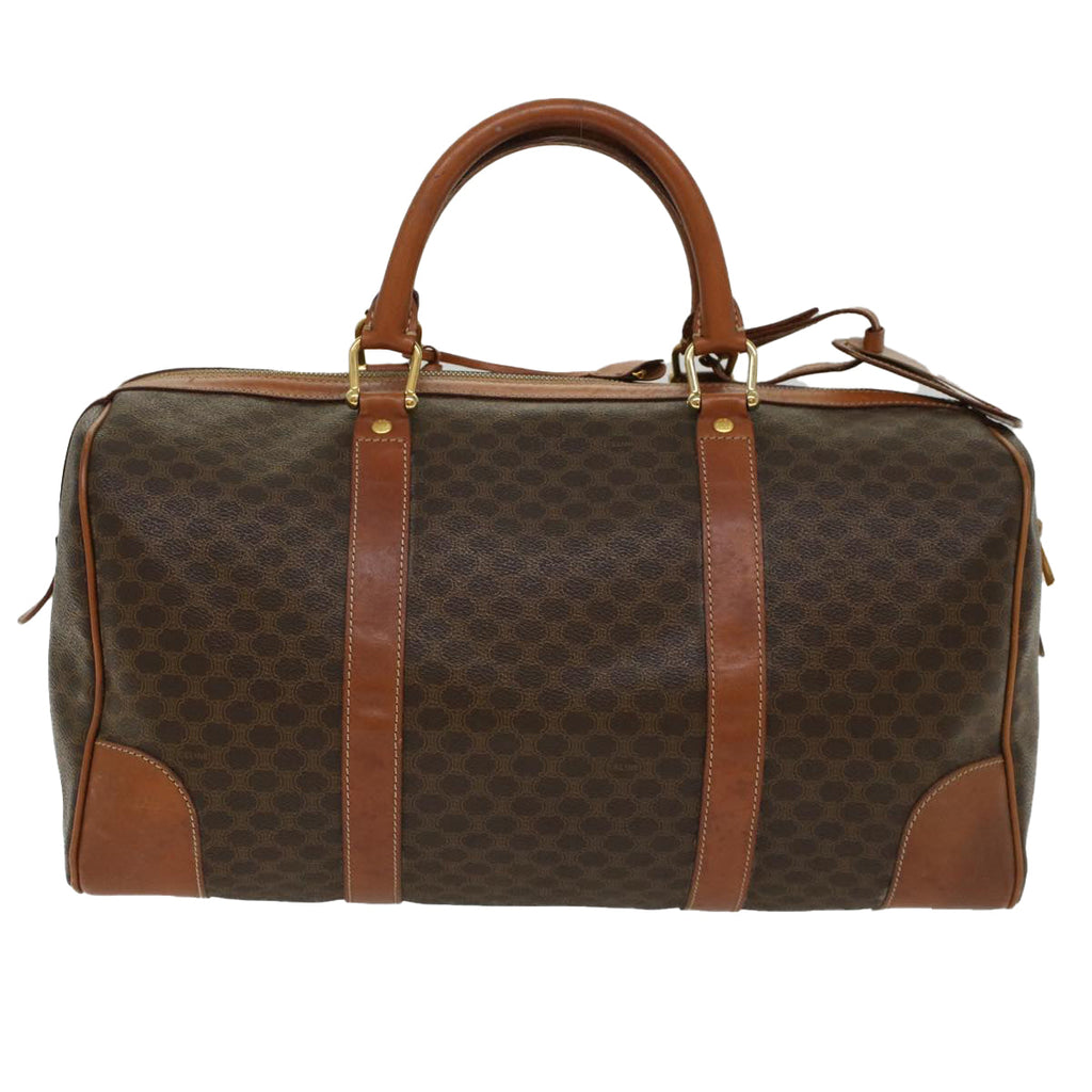 CELINE Macadam Canvas Boston Bag PVC Leather Brown  48230