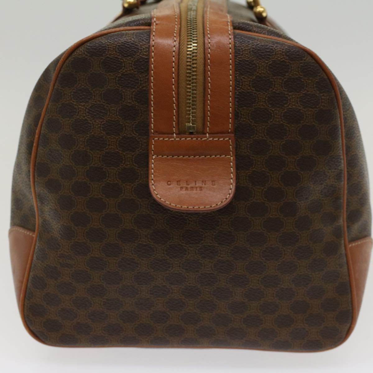 CELINE Macadam Canvas Boston Bag PVC Leather Brown  48230