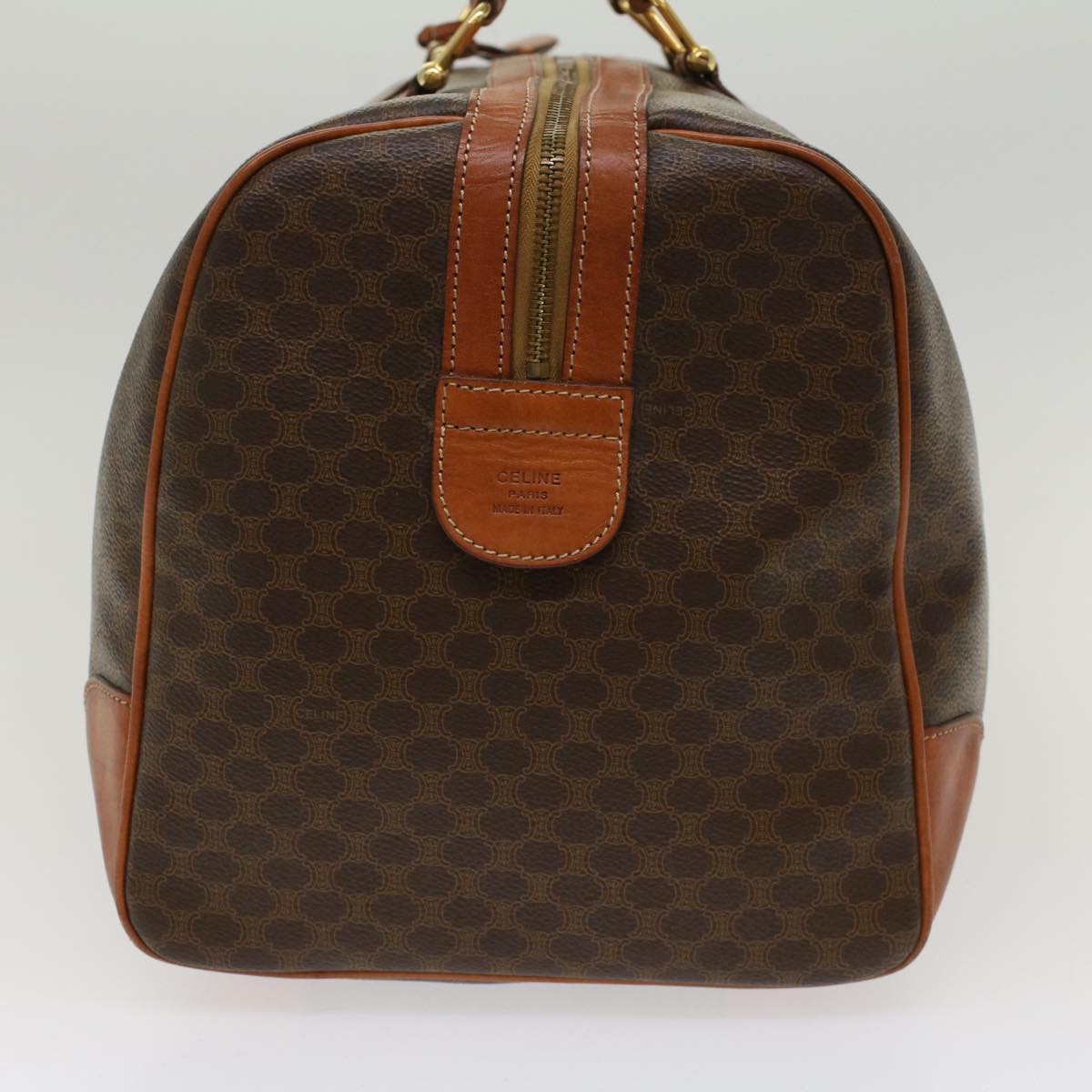 CELINE Macadam Canvas Boston Bag PVC Leather Brown  48316