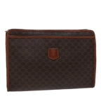 CELINE Macadam Canvas Clutch Bag PVC Leather Brown  48331