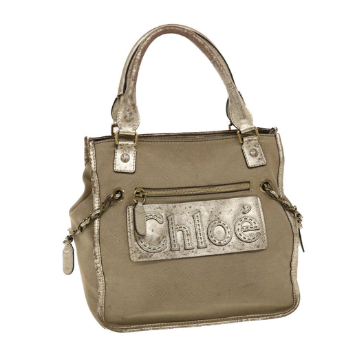 Chloe Harley Shoulder Bag Canvas Leather Beige 01-10-51-5811 48353
