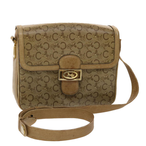 CELINE C Macadam Canvas Shoulder Bag Beige  48459