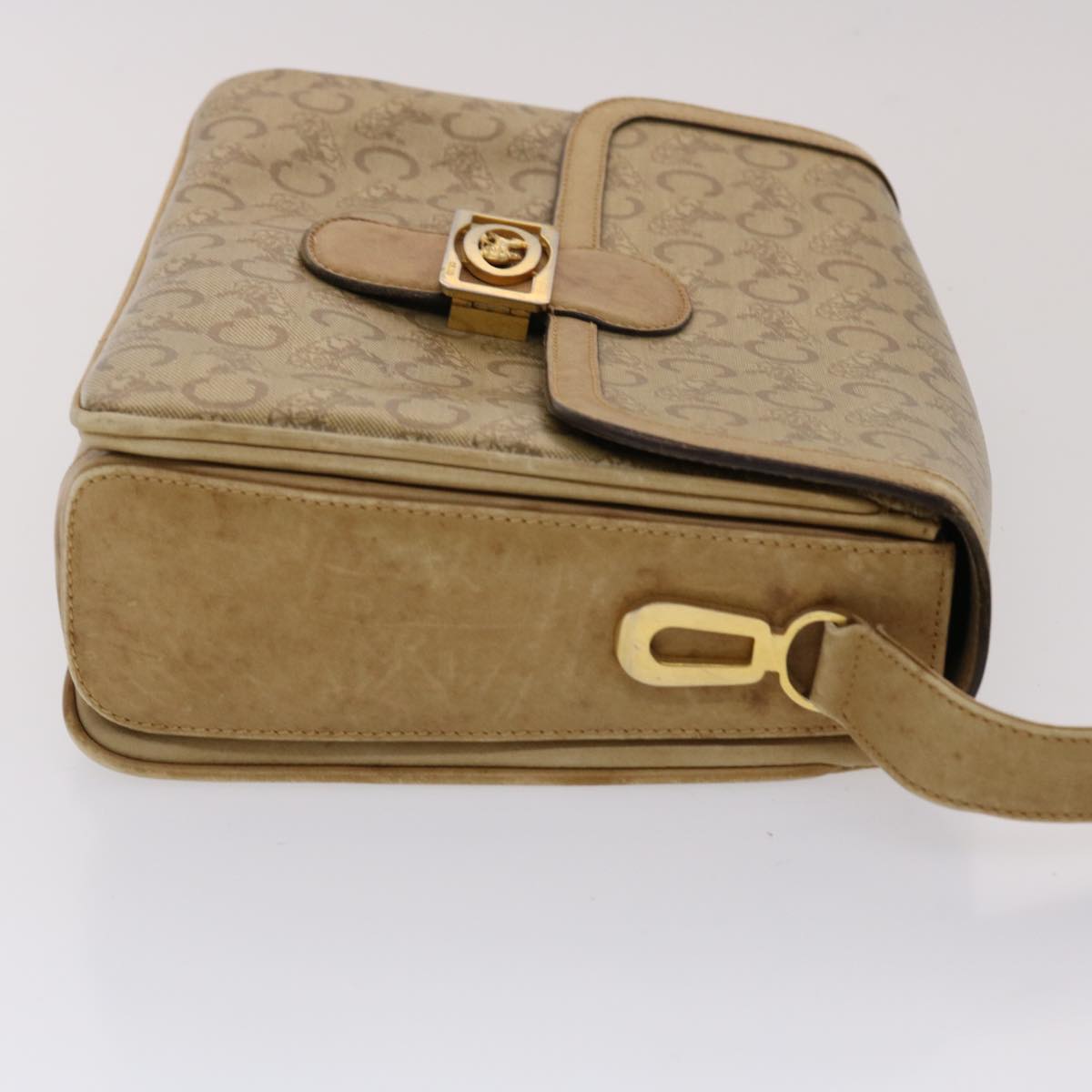CELINE C Macadam Canvas Shoulder Bag Beige  48459