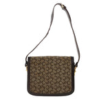 CELINE C Macadam Canvas Horse Carriage Shoulder Bag Beige Dark Brown  48460
