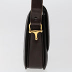 CELINE C Macadam Canvas Horse Carriage Shoulder Bag Beige Dark Brown  48460