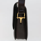 CELINE C Macadam Canvas Horse Carriage Shoulder Bag Beige Dark Brown  48460