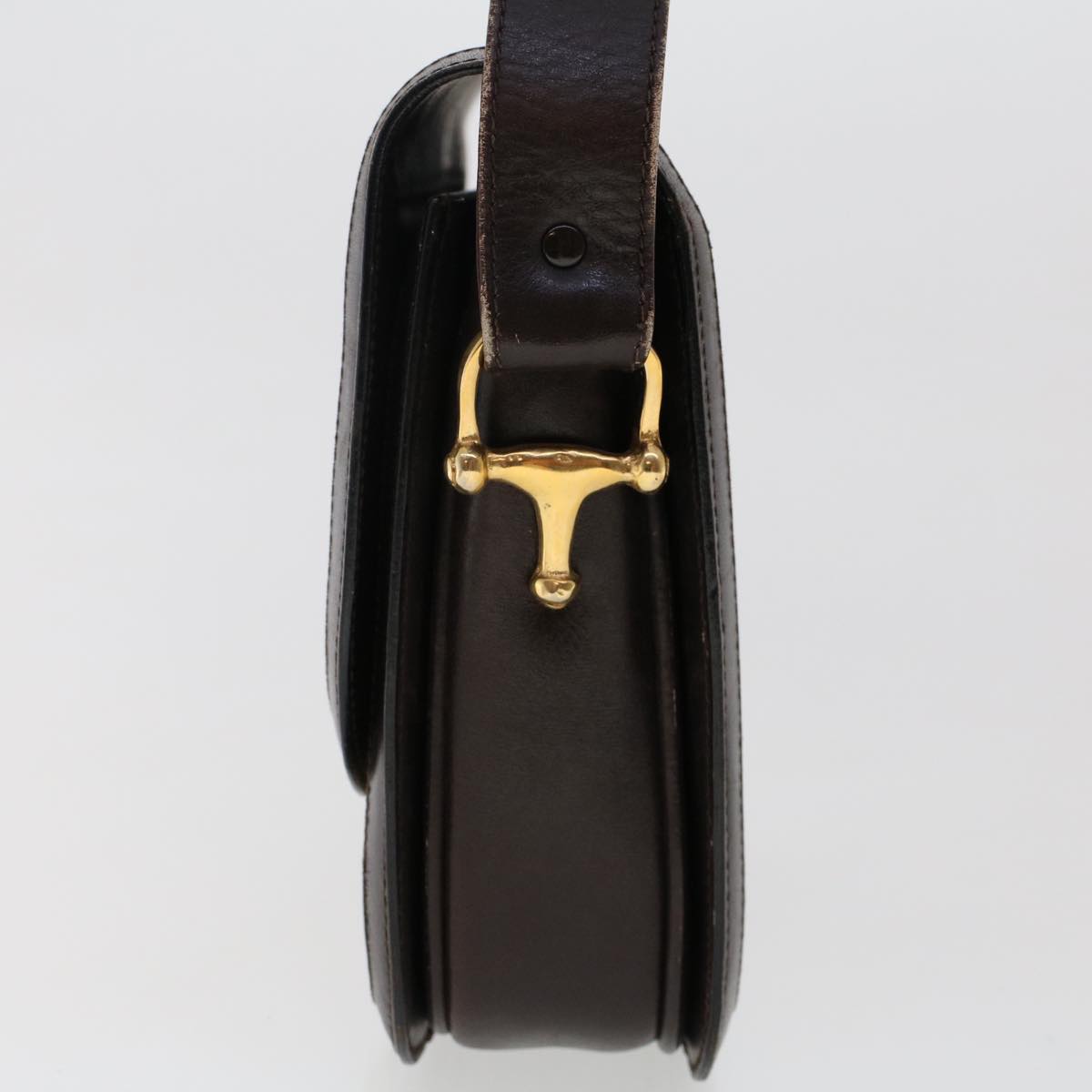 CELINE C Macadam Canvas Horse Carriage Shoulder Bag Beige Dark Brown  48460