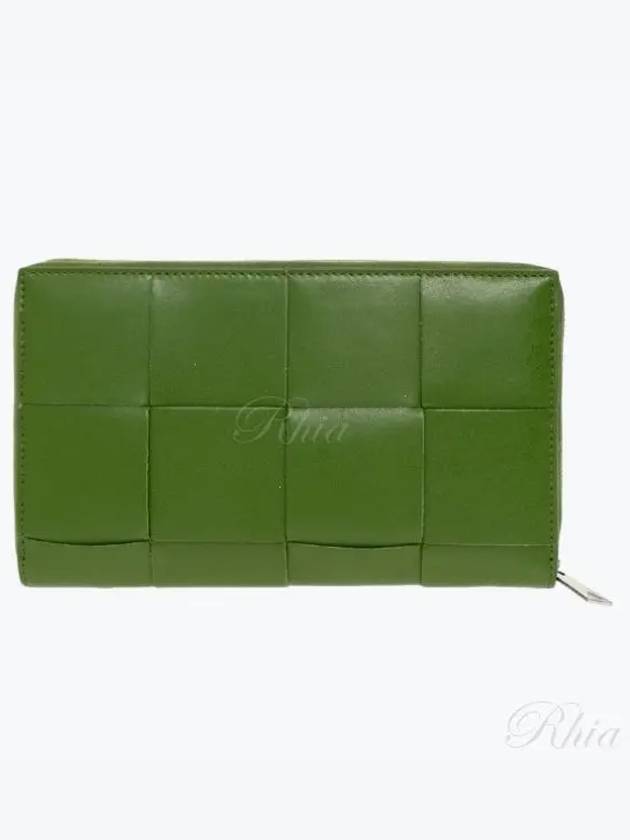 Bottega Veneta Intrecciato Zipper Around Medium Wallet Avocardo Green