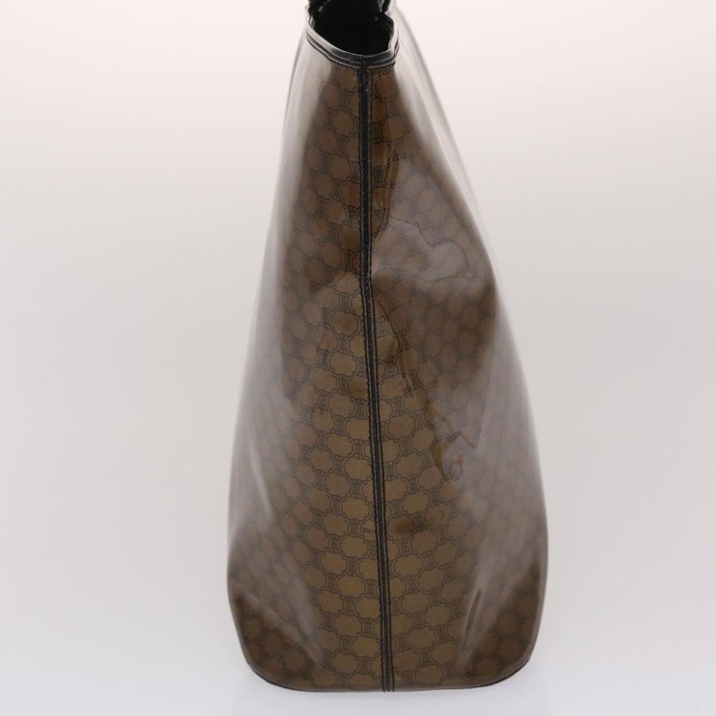 CELINE Macadam Canvas Hand Bag Enamel Brown Black  48889