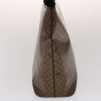 CELINE Macadam Canvas Hand Bag Enamel Brown Black  48889