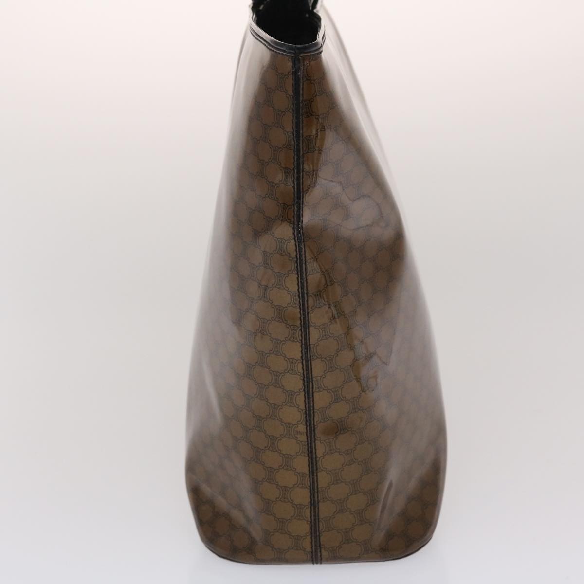 CELINE Macadam Canvas Hand Bag Enamel Brown Black  48889