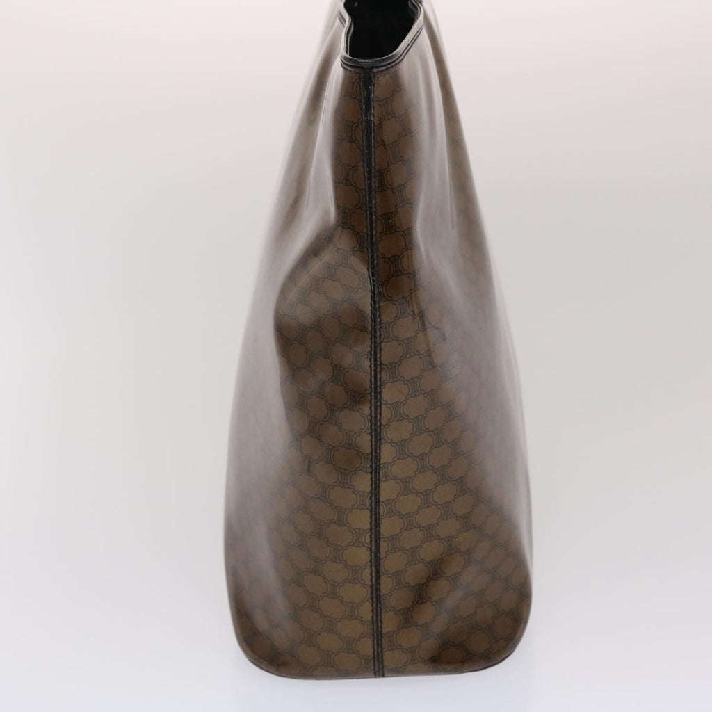 CELINE Macadam Canvas Hand Bag Enamel Brown Black  48889