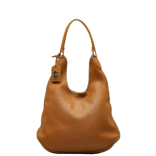 FENDI Celleria Shoulder Bag 8BR241 Leather Brown Women's