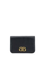Balenciaga Logo Plaque Monaco Card Wallet Black