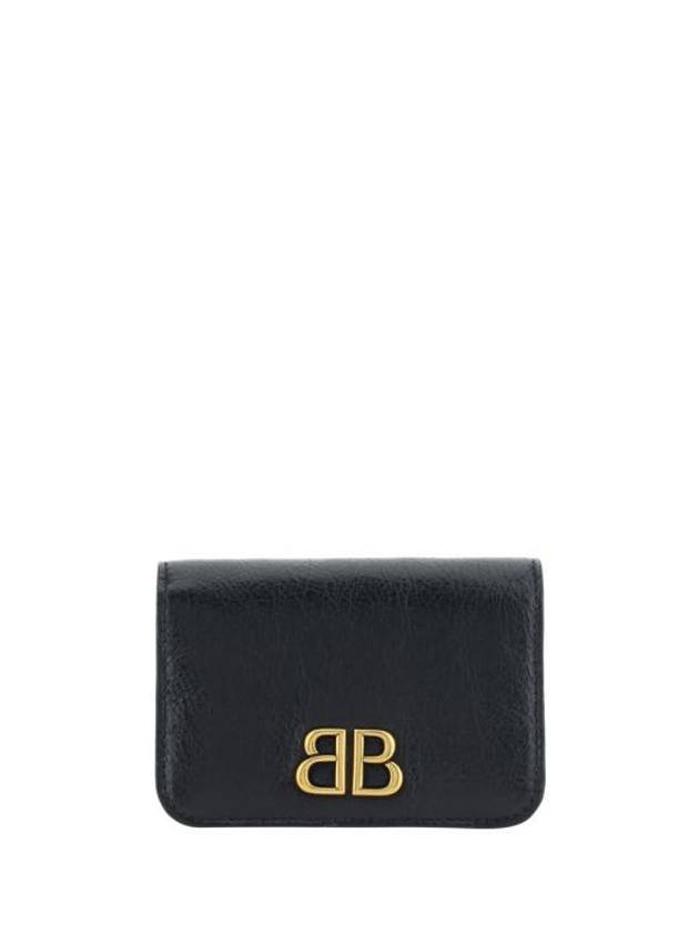 Balenciaga Logo Plaque Monaco Card Wallet Black
