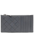 Bottega Veneta Intrecciato Zipper Card Wallet Thunder