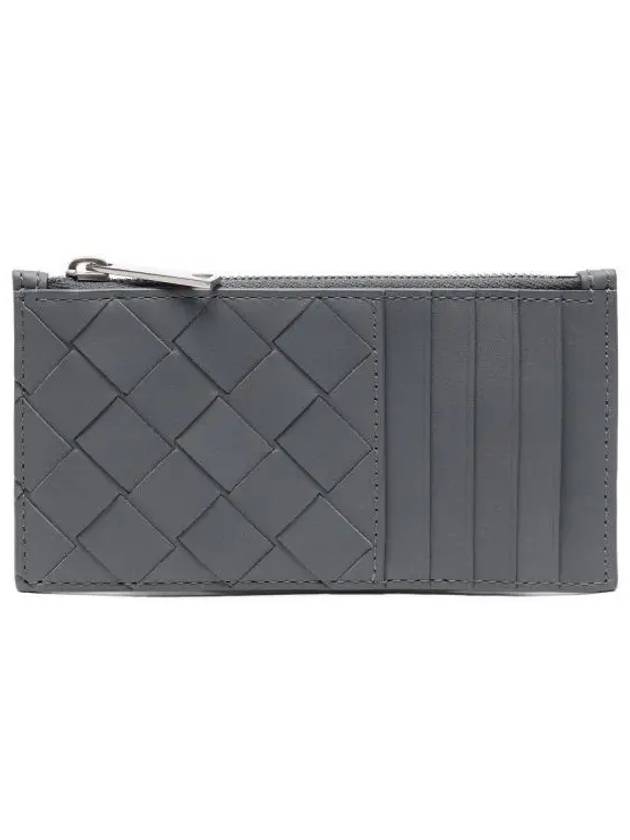 Bottega Veneta Intrecciato Zipper Card Wallet Thunder