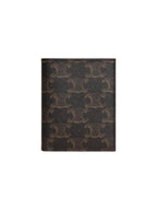 CELINE Triomphe Canvas Compact Half Wallet Black