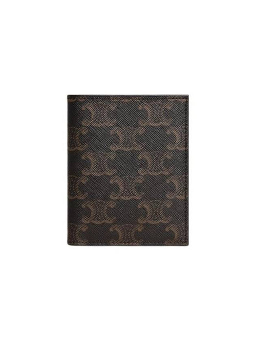 CELINE Triomphe Canvas Compact Half Wallet Black
