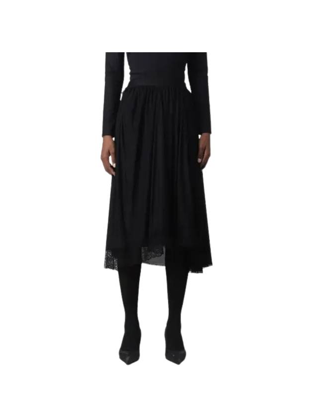 Balenciaga Lace Trimmed A-Line Skirt Black