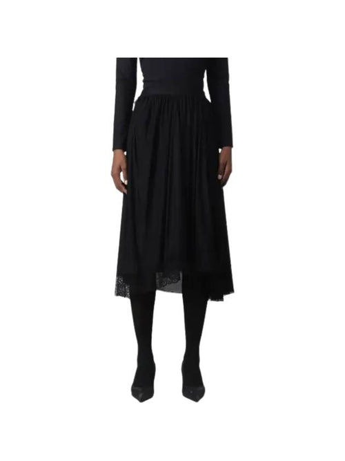 Balenciaga Lace Trimmed A-Line Skirt Black