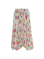 Balenciaga flower dot print pleated skirt beige