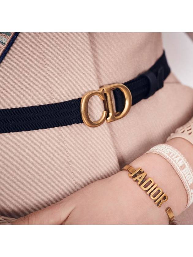 Saddle 20mm Jacquard Belt Black Antique Gold Dior