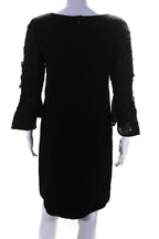 Fendi Womens Embellished Short Sleeve Jacquard Shift Dress Black