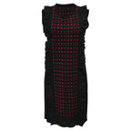 Fendi Checkered Ruffle Detail Mini Dress in Black and Red Viscose