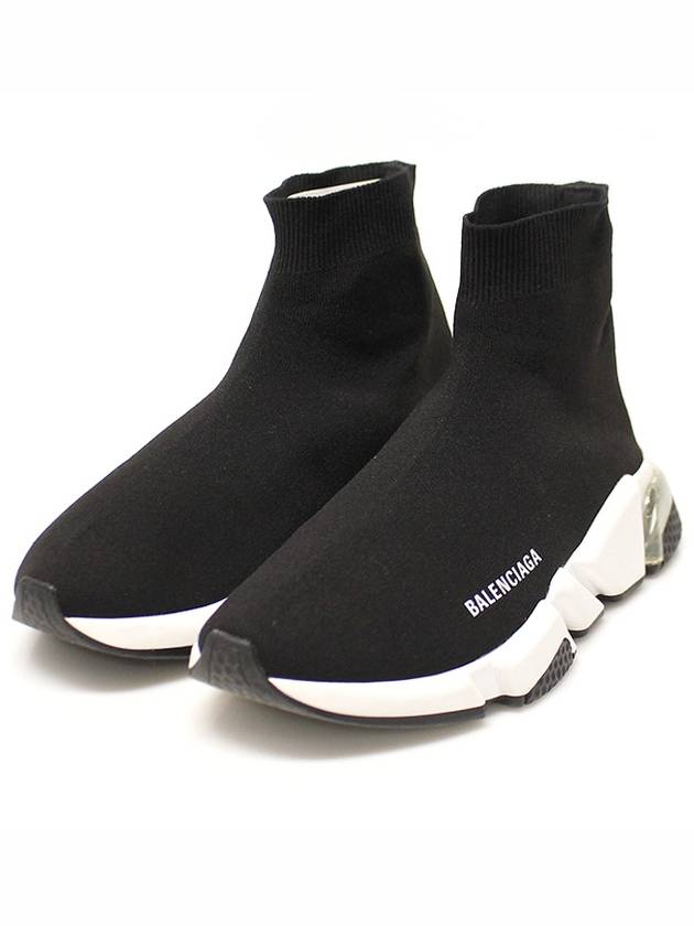 Balenciaga Black White Knit Speedrunner Clear Sole Men s Sneakers 39