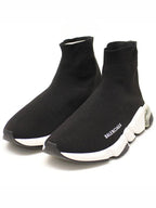 Balenciaga Black White Knit Speedrunner Clear Sole Men s Sneakers 39