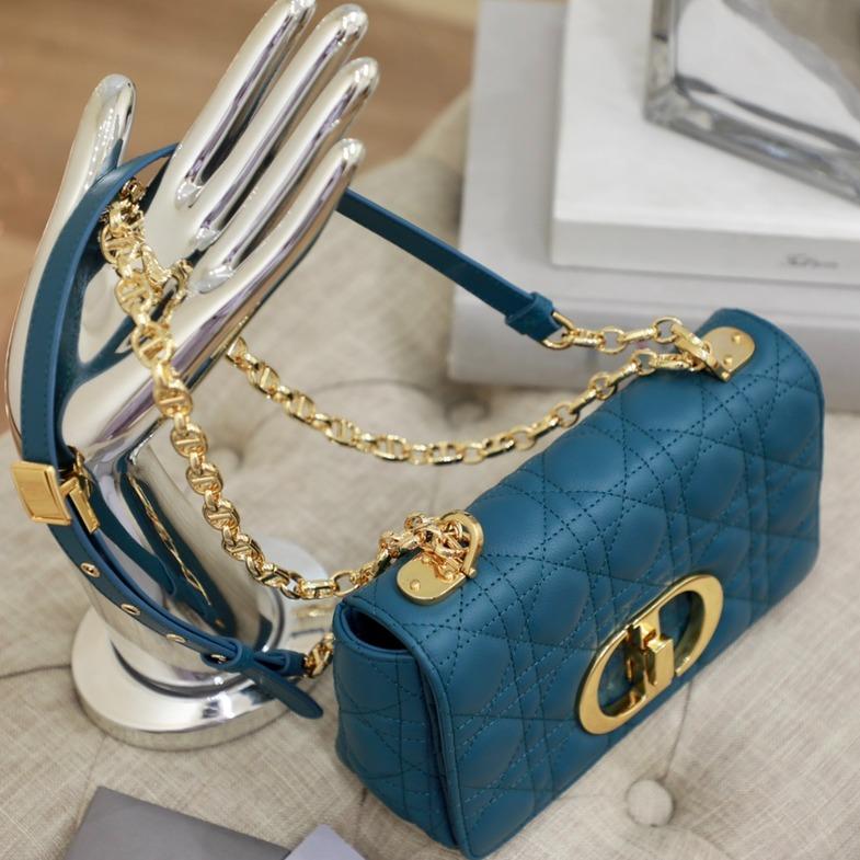DIOR SMALL CARO BAG DEEP OCEAN BLUE SUPPLE CANNAGE CALFSKIN