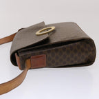 CELINE Macadam Canvas Shoulder Bag PVC Leather Brown Auth 49113