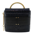 Chloe Abbey Rock Chain Hand Bag Calf leather Navy 49116A