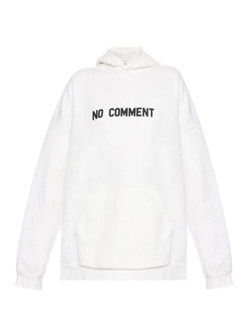 Balenciaga No Comment Logo Hooded Top White