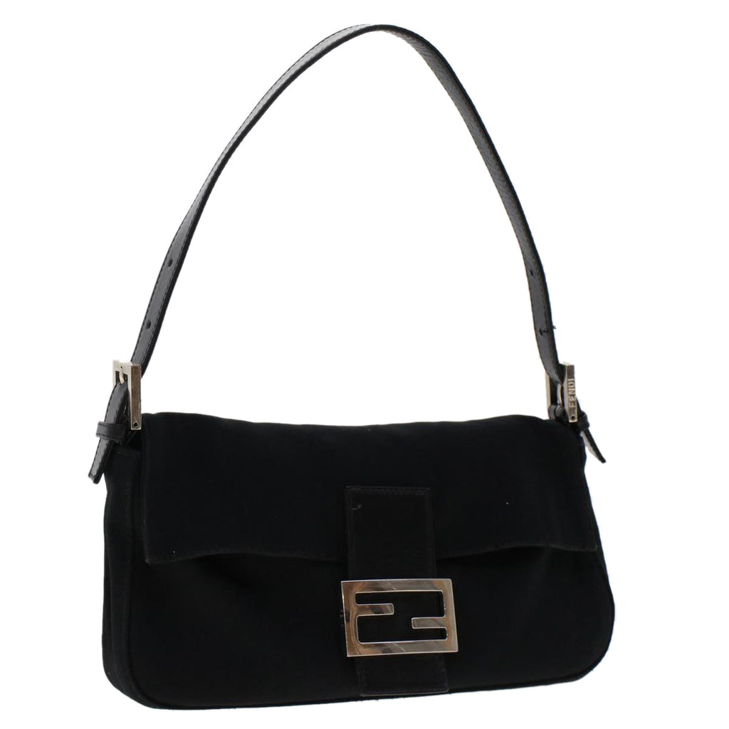 FENDI Mamma Baguette Shoulder Bag Nylon Black49276
