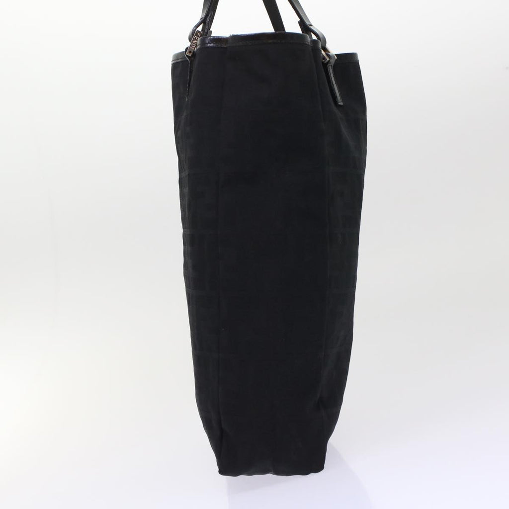 FENDI Zucchino Canvas Tote Bag Nylon Leather Black  49283