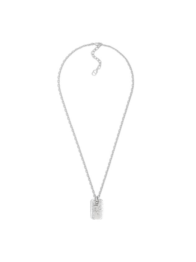 Oblique Plate Pendant Necklace Silver Dior
