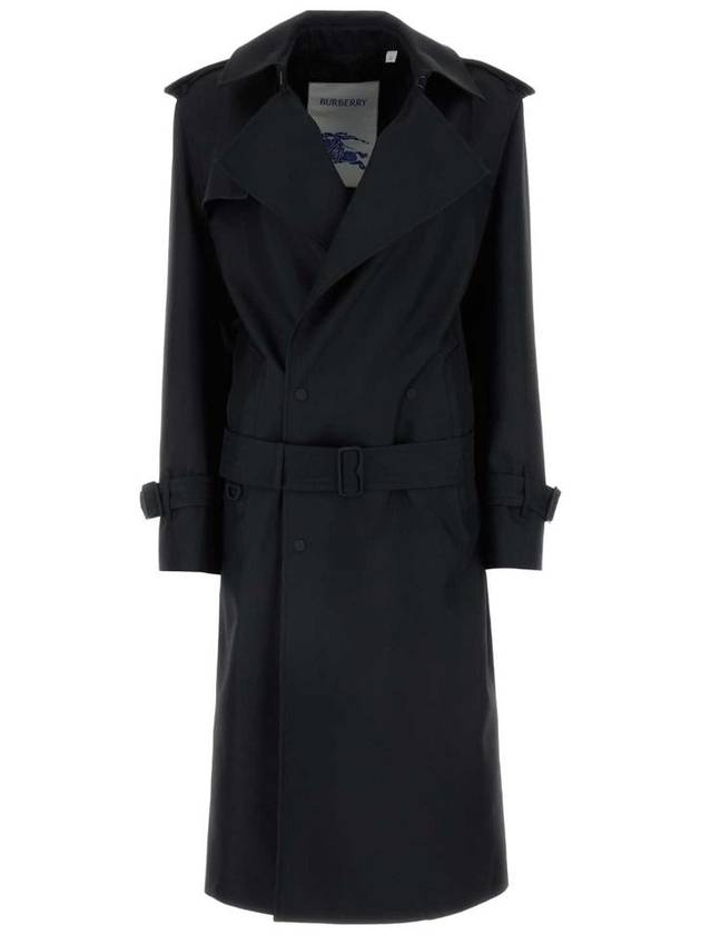 Burberry Belted Long Silk Blend Trench Coat Black