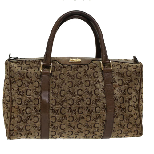 CELINE C Macadam Canvas Hand Bag Canvas Leather Brown Beige  49314
