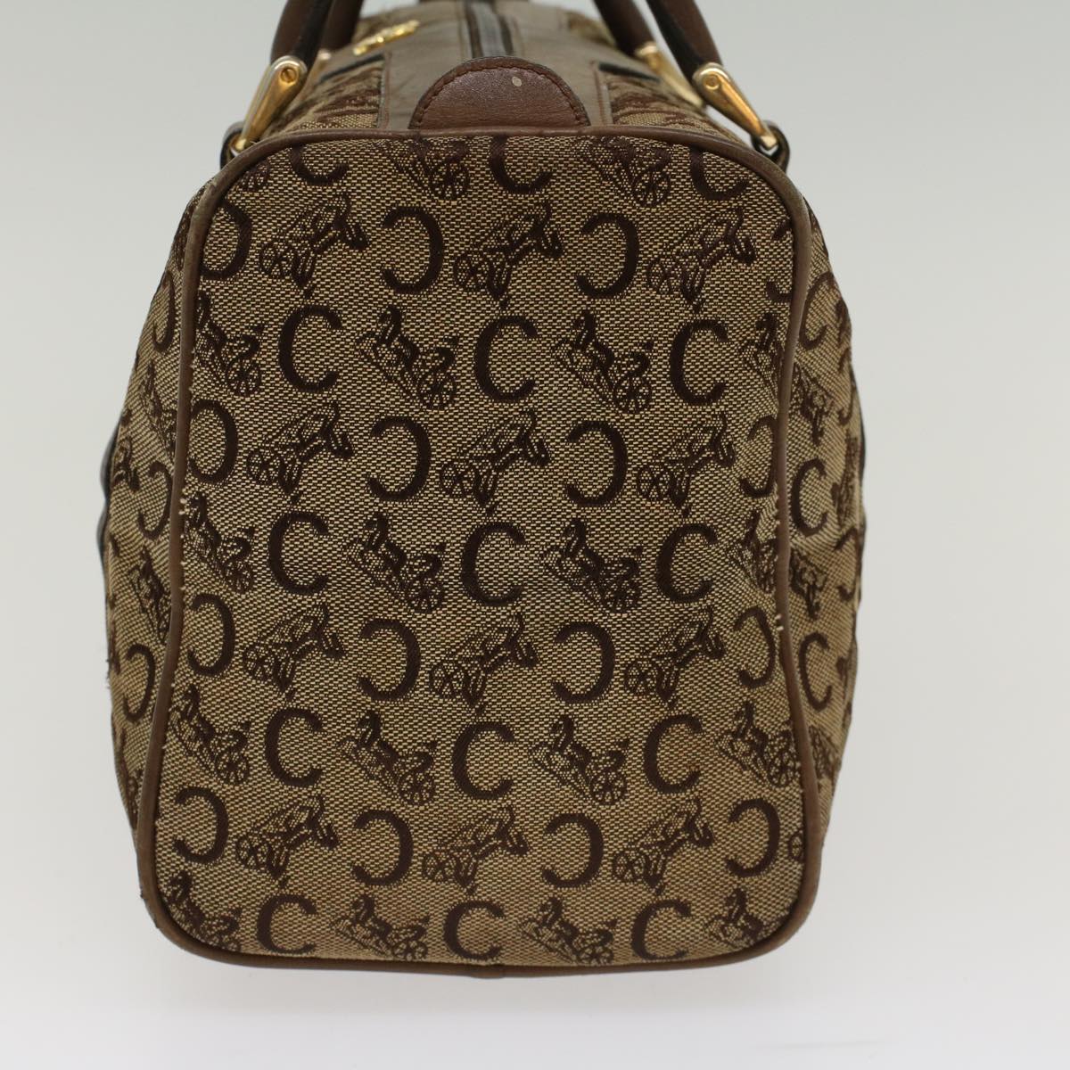 CELINE C Macadam Canvas Hand Bag Canvas Leather Brown Beige  49314