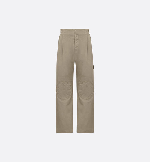 Dior And Stone Island Loose-Fit Sportswear Pants Gray Cotton-Blend Satin