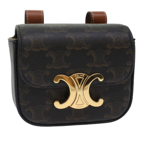 CELINE Mini Triomphe Belt Bag Pouch Triomphe Black  49435A