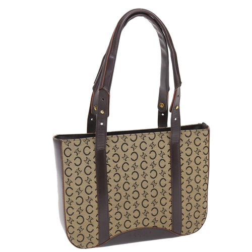 CELINE C Macadam Canvas Shoulder Bag Beige  49447