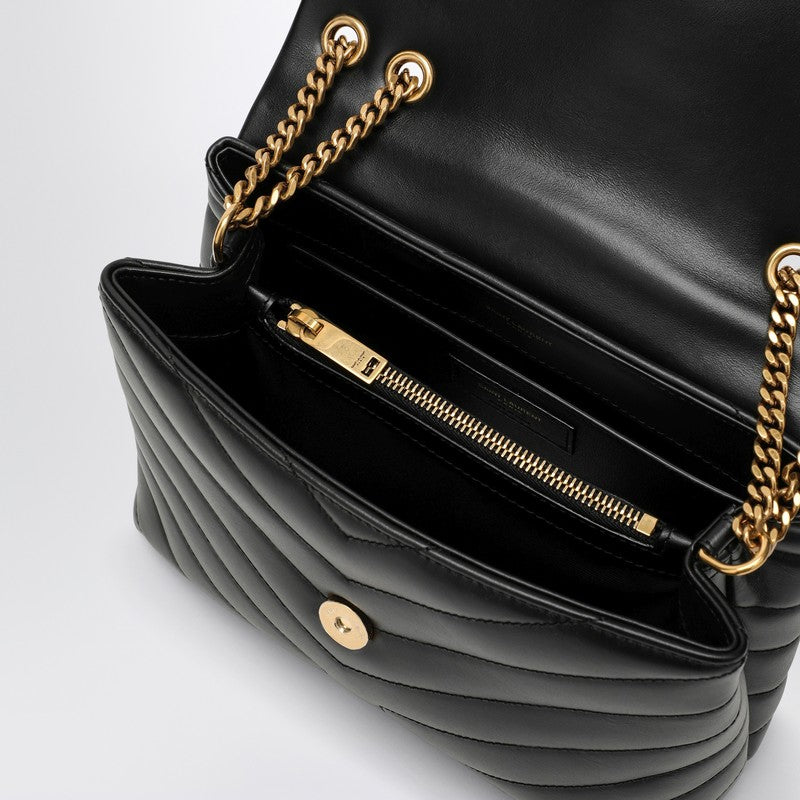 Saint Laurent Black/Gold Small Ysl Loulou Bag Women
