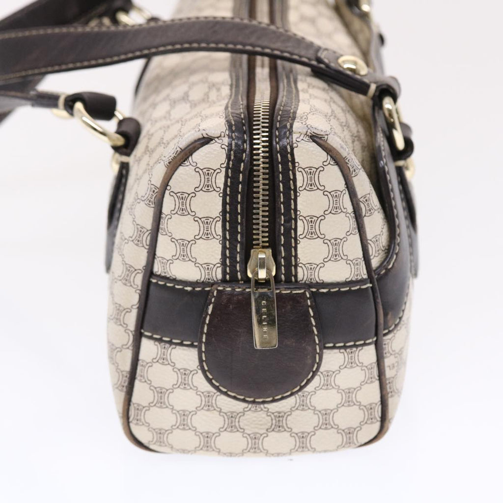 CELINE Macadam Canvas Shoulder Bag PVC Leather Cream Auth 49470
