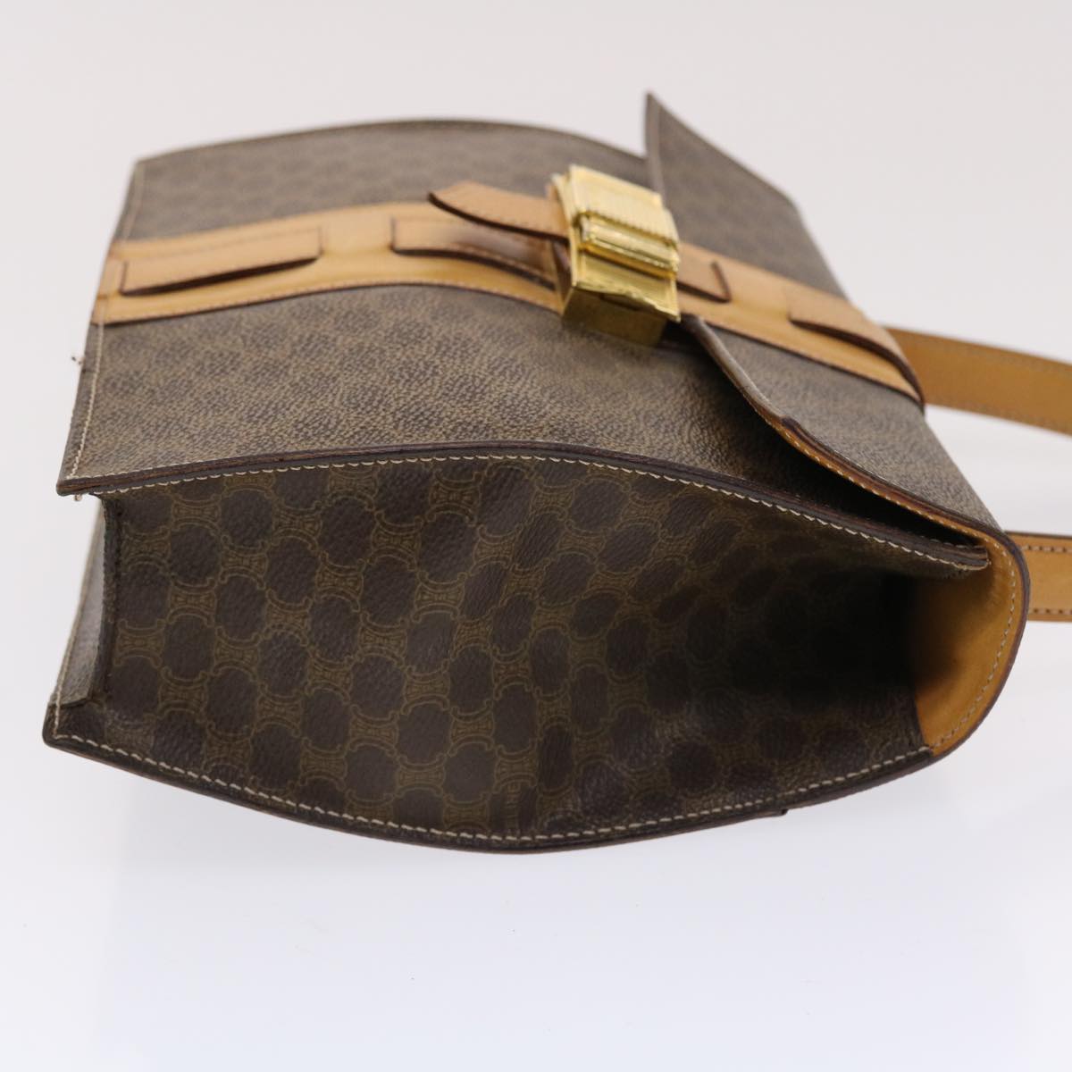 CELINE Macadam Canvas Hand Bag PVC Leather Brown  49820