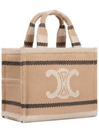 CELINE Small Cabas Thais Stripe Tote Bag Beige